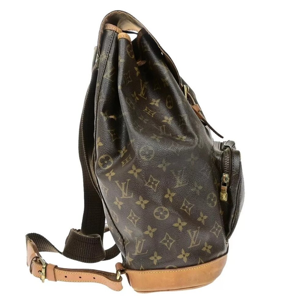 LOUIS VUITTON Montsouris GM Backpack Bag Monogram Leather Brown M51135 70ED741 - Picture 11 of 16